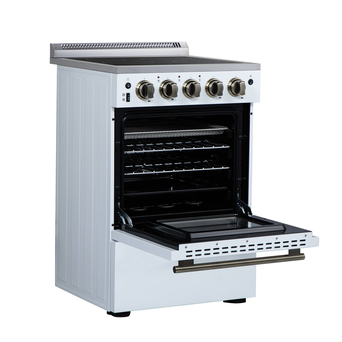 Forno Appliances - 24 in. Wide 4 Elements Loiano 2.3 Cu. Ft. Freestanding Electric Range with Storage Drawer - White