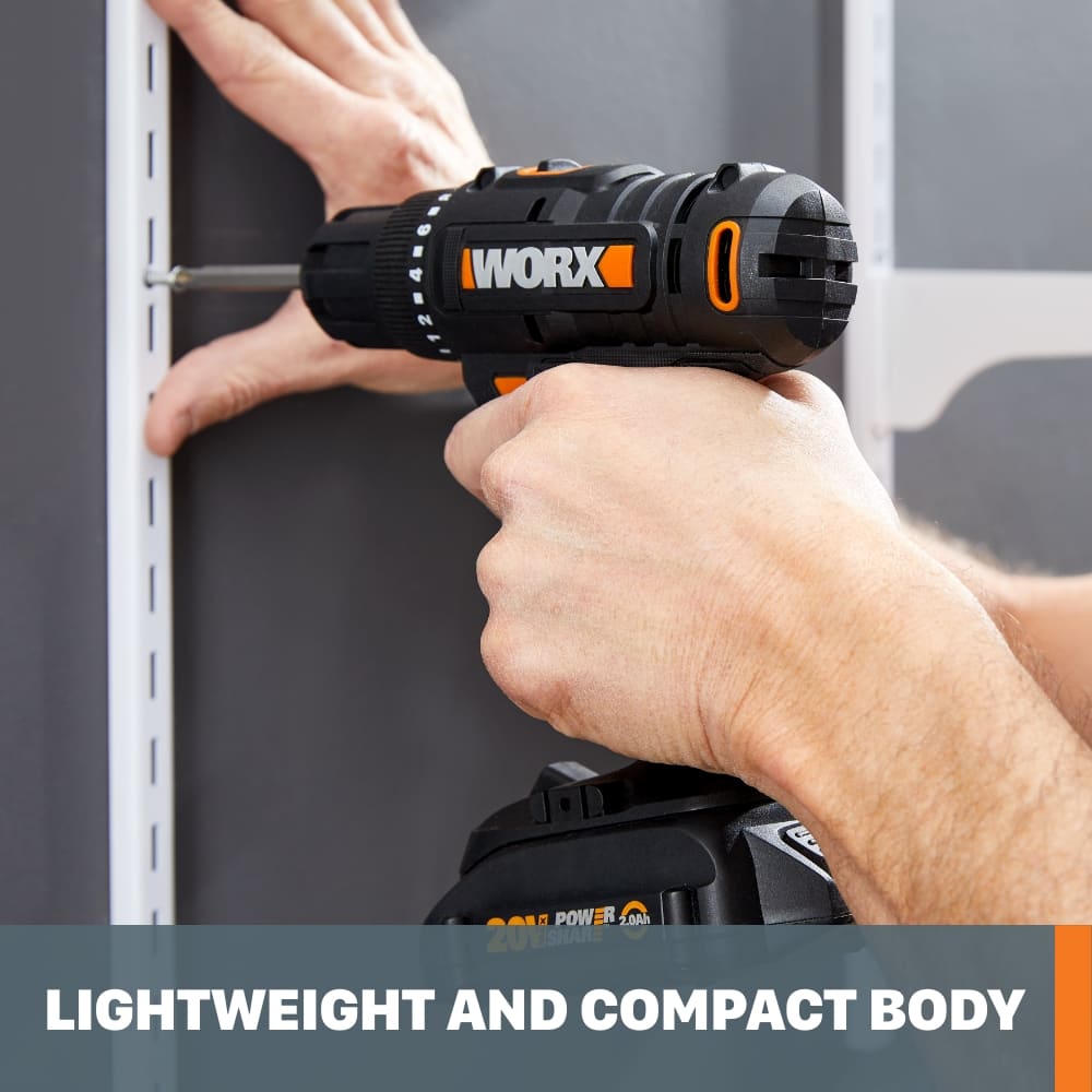 WORX - WX108L 20V PowerShare 1/2" Cordless Drill Driver (Batteries & Charger Included) - Black