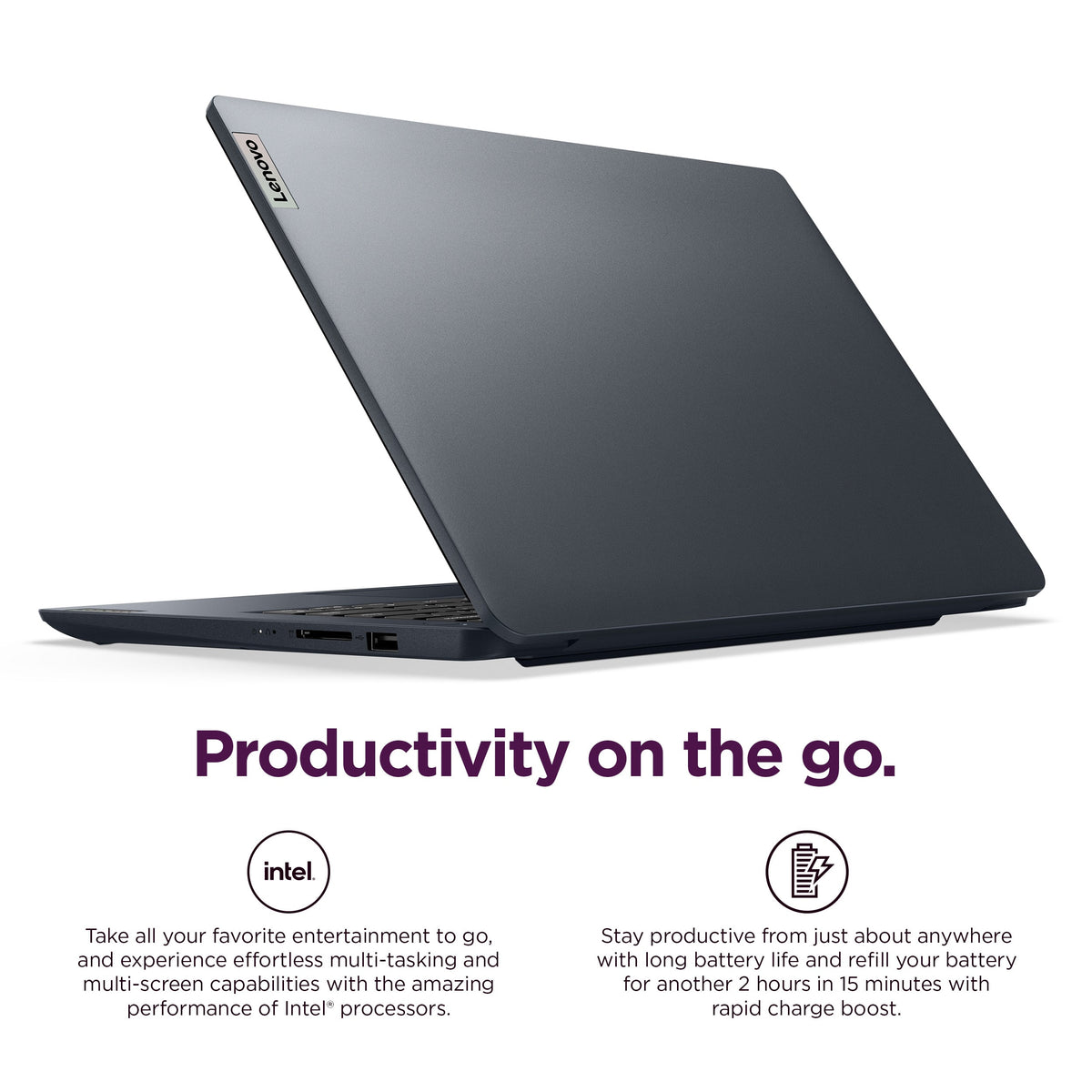 Lenovo - IdeaPad 1 14" HD Laptop - Intel Celeron N4020 2019 - 4GB Memory with 128GB eMMC Storage - Abyss Blue