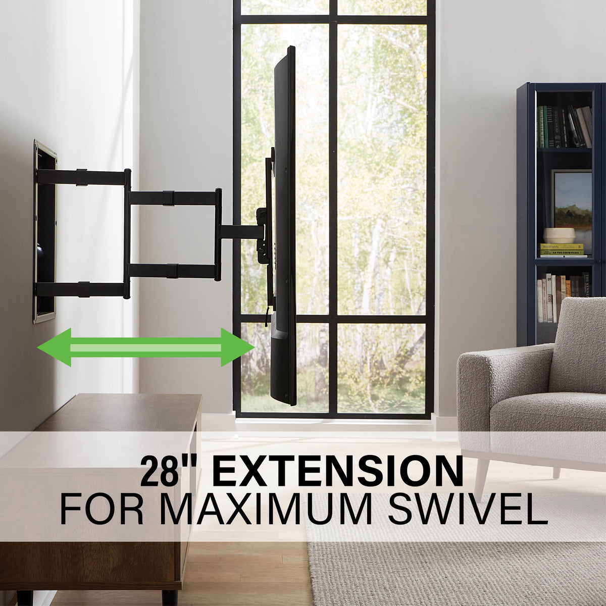 Sanus - Premium Series Full Motion TV Wall Mount for Most 42"-85" TVs - Extends 28" - Black