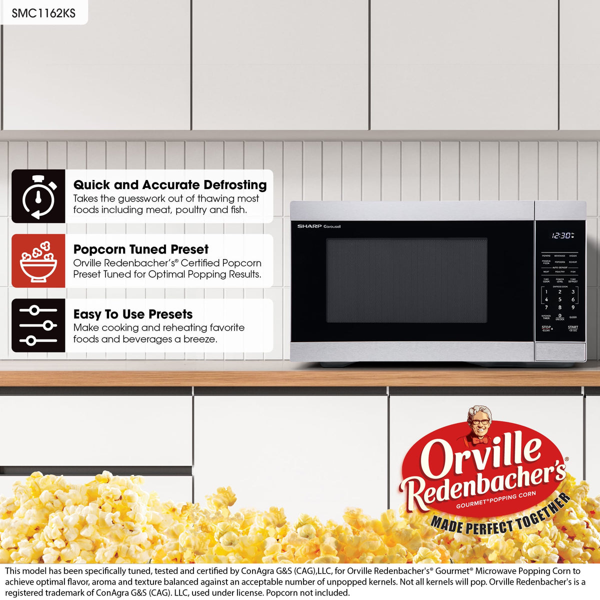 Sharp - 1.1 cu ft Countertop Microwave With Sensor Cooking - Stainless Steel