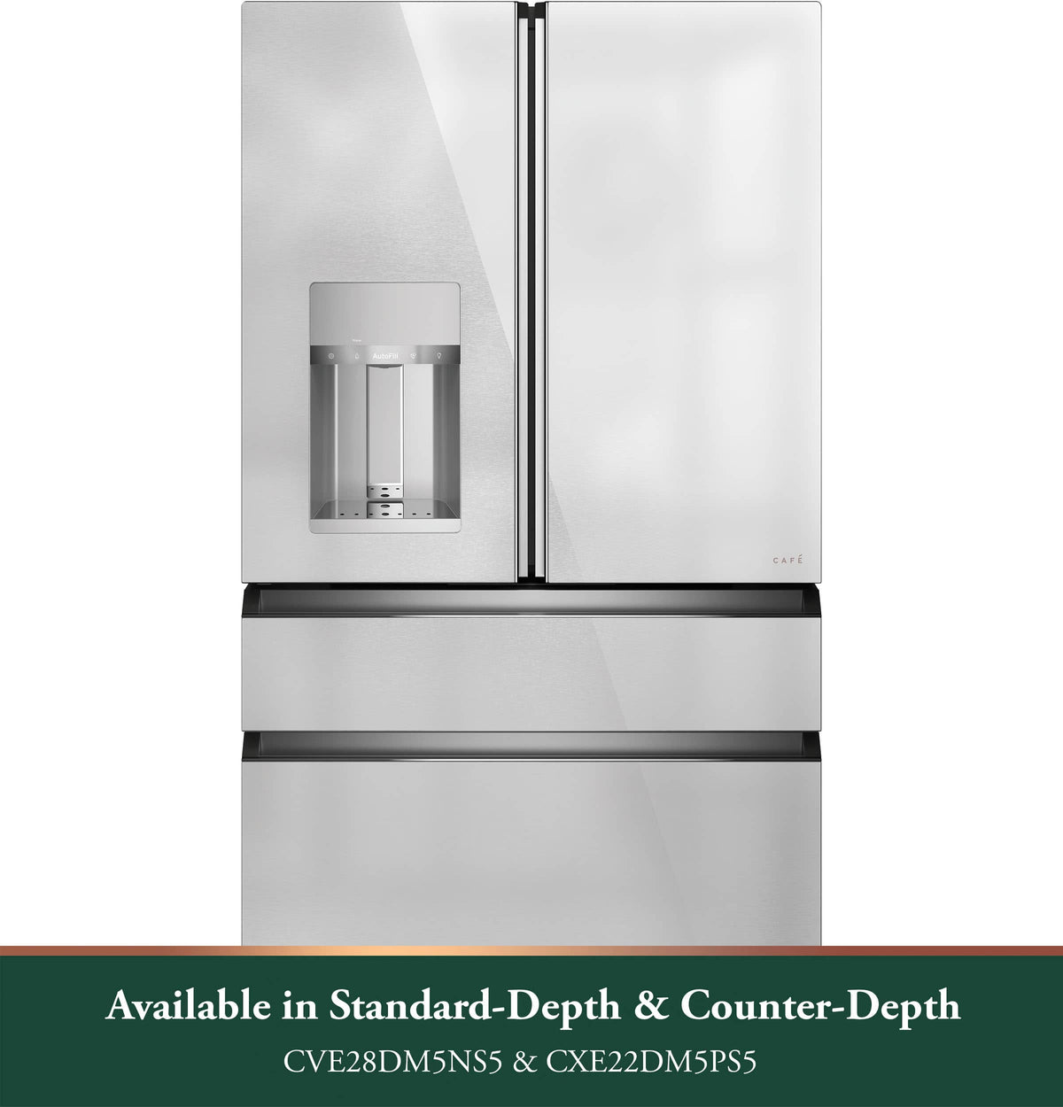 Café - 36 in. Wide 27.8 Cu. Ft. 4-Door French Door Smart Refrigerator with Convertible Drawer with Soft Freeze - Platinum Glass