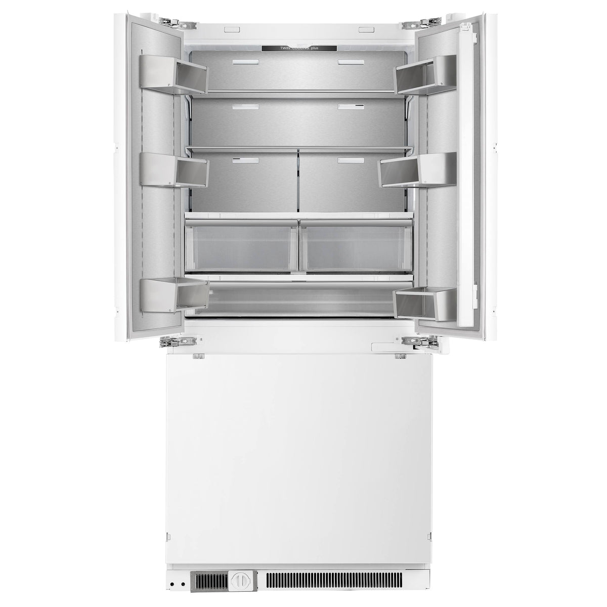 Forno Appliances - 36 in. Wide Rivestito 15.5 Cu. Ft. French Door Counter-Depth Panel Ready Refrigerator - Stainless Steel