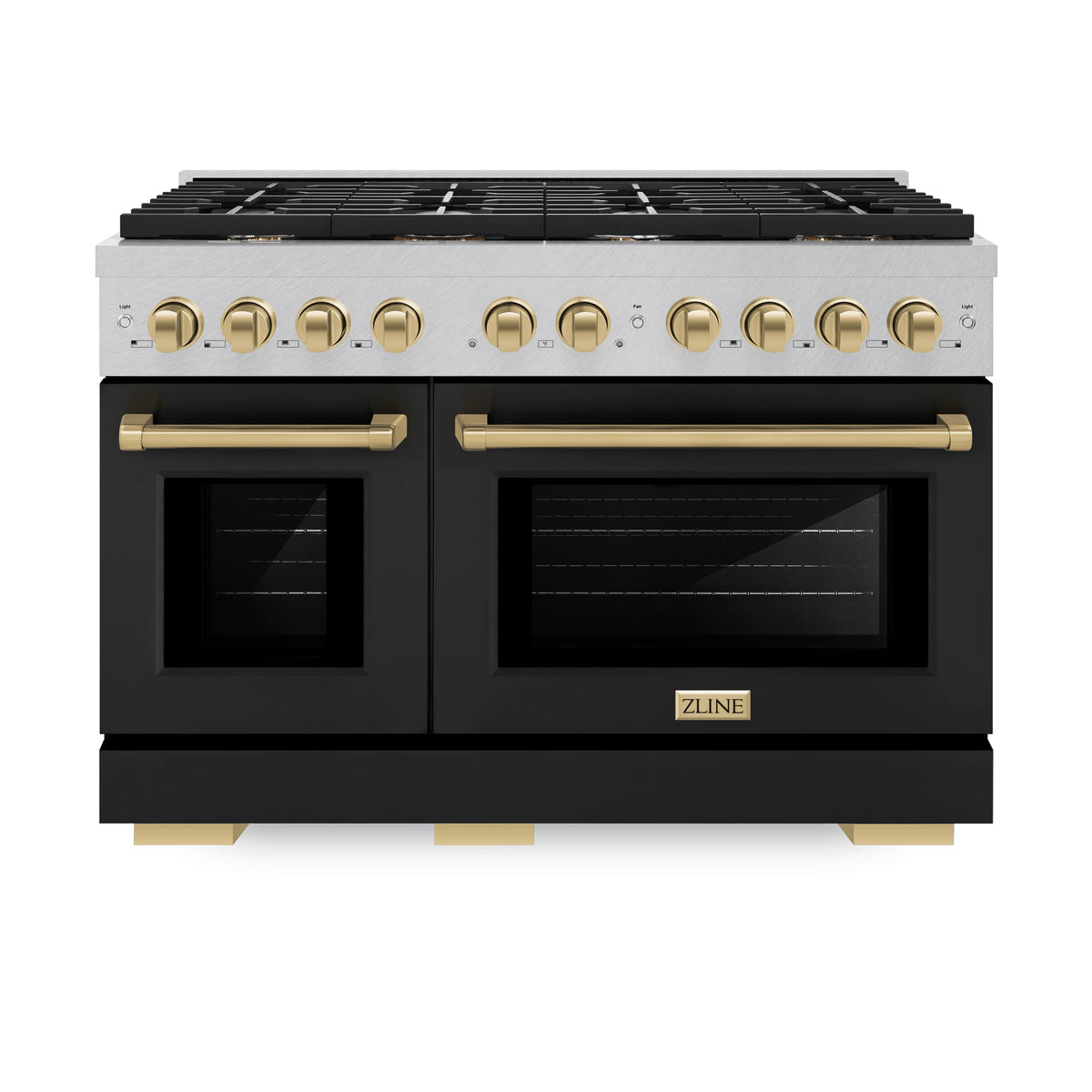 ZLINE - 48 in. Wide 8 Burner Autograph Paramount Gas Range with Bronze Accents (SGRSZ-BLM-48-CB) - Black