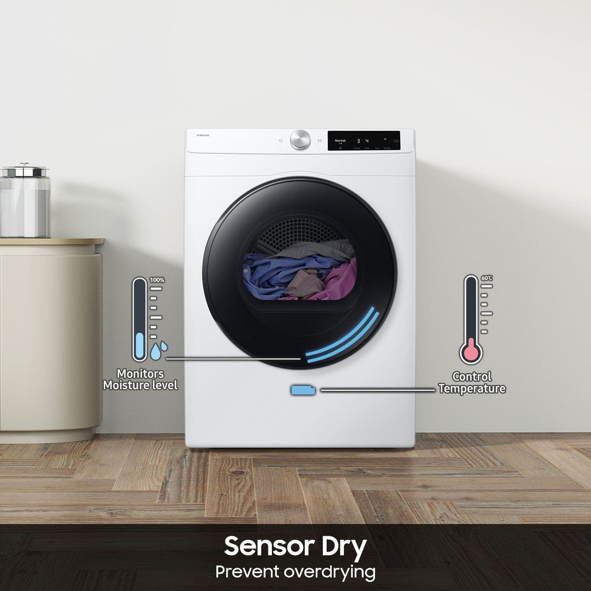 Samsung - 4.0 cu. ft. Electric Dryer with AI Smart Dial and Wi-Fi Connectivity - White