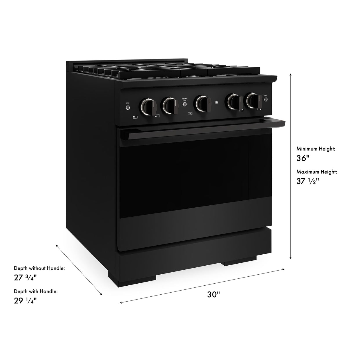 ZLINE - 30 in. 4.2 cu. ft. Marino Dual Fuel Freestanding Range with 4 Gas Burners and Convection Oven in Black Stainless Steel - Black Stainless Steel