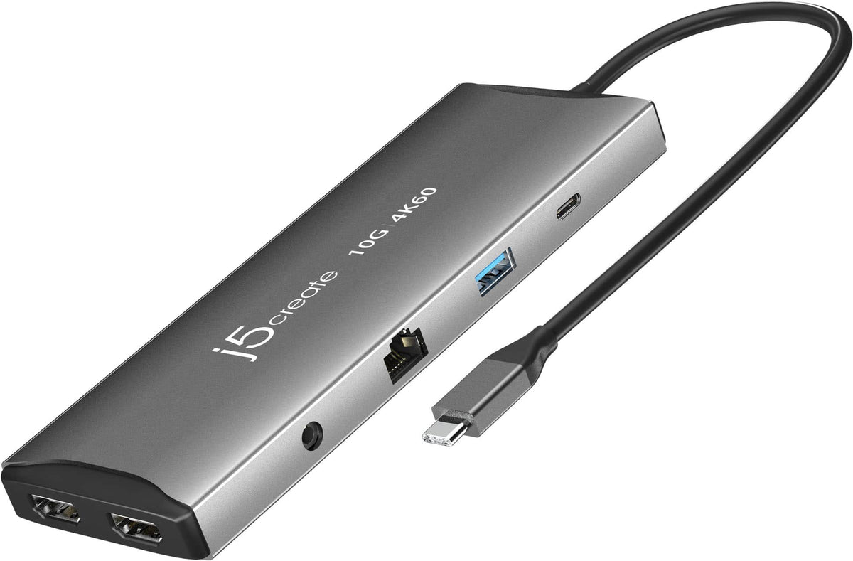 j5create - USB-C 11-in-1 PD 3.1 140W Dual 4K HDMI Multi-Port Dock - space grey