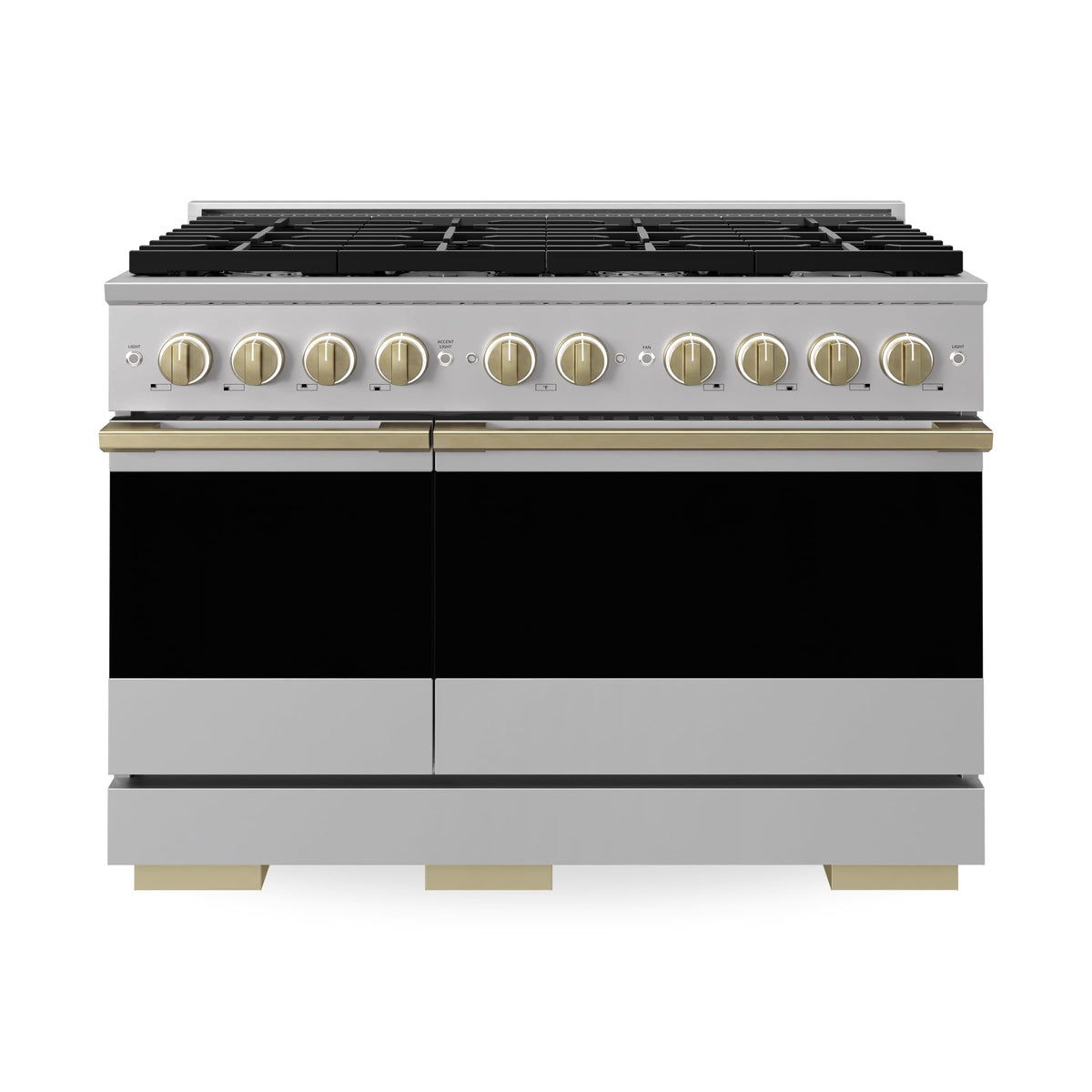 ZLINE - Autograph 48 in. 6.7 cu. ft. Marino Freestanding Gas Range with 8 Burners and Convection Oven with Bronze Accents - Stainless Steel
