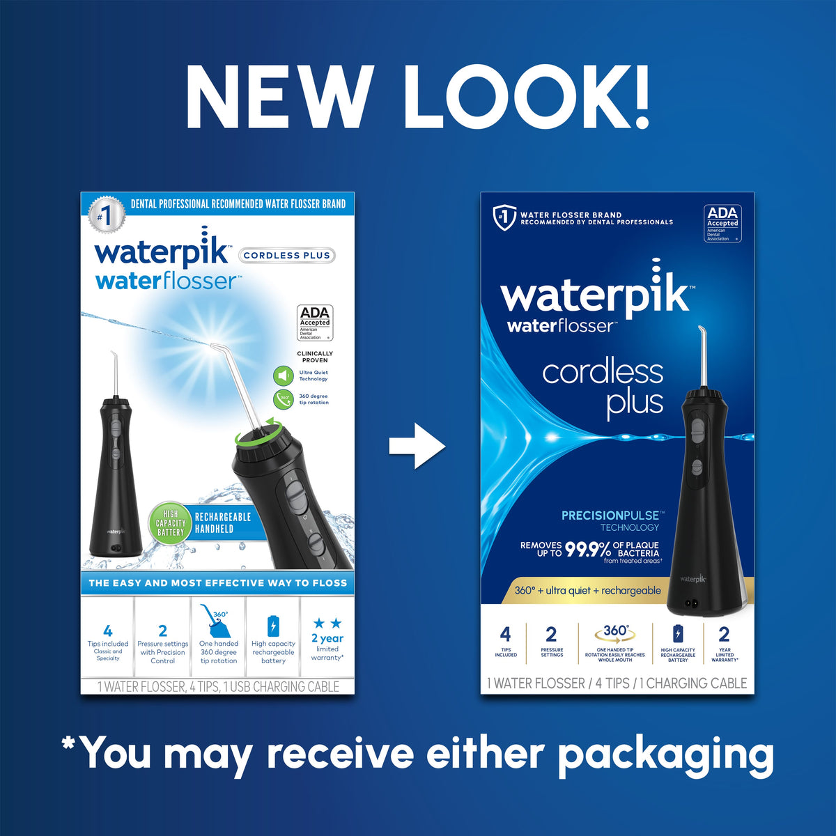 Waterpik - Cordless Plus Water Flosser - Black