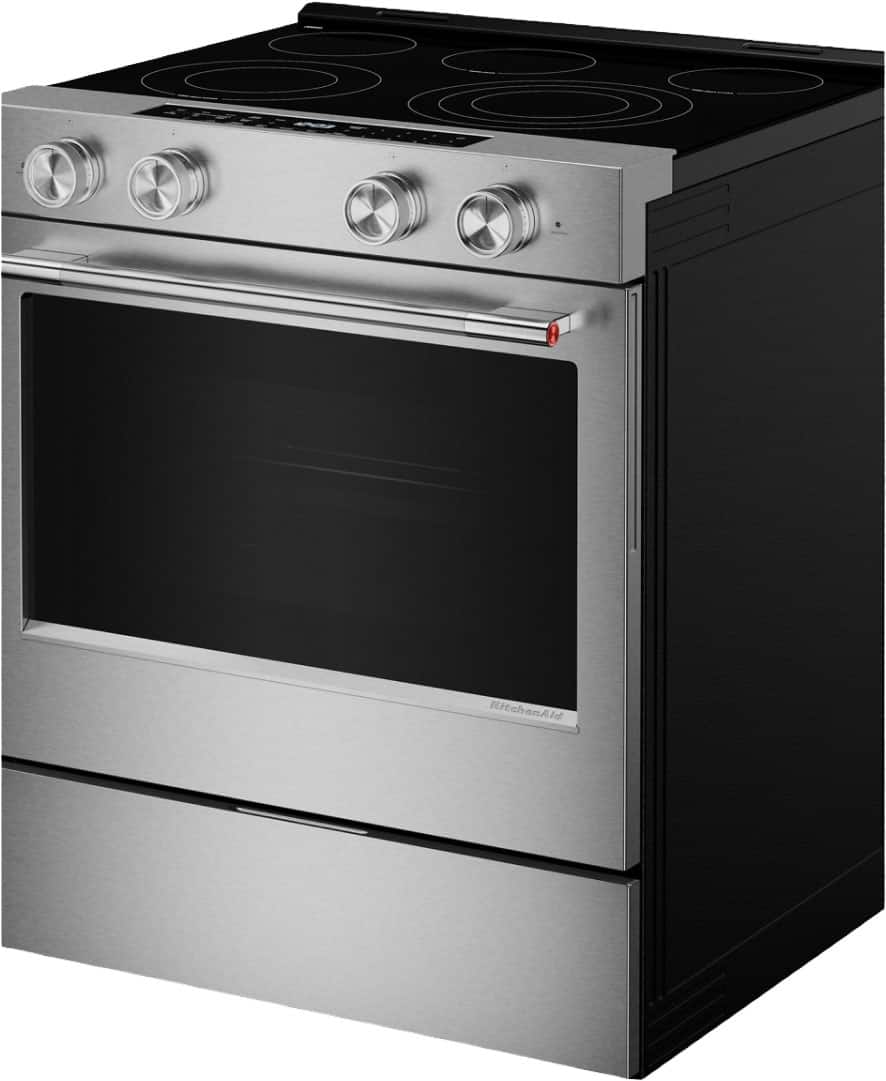 KitchenAid - 30 in. Wide 5 elements 5.3 cu. ft. Smart Slide-In Electric Range with Two Even-Heat Hyper Elements - Stainless Steel