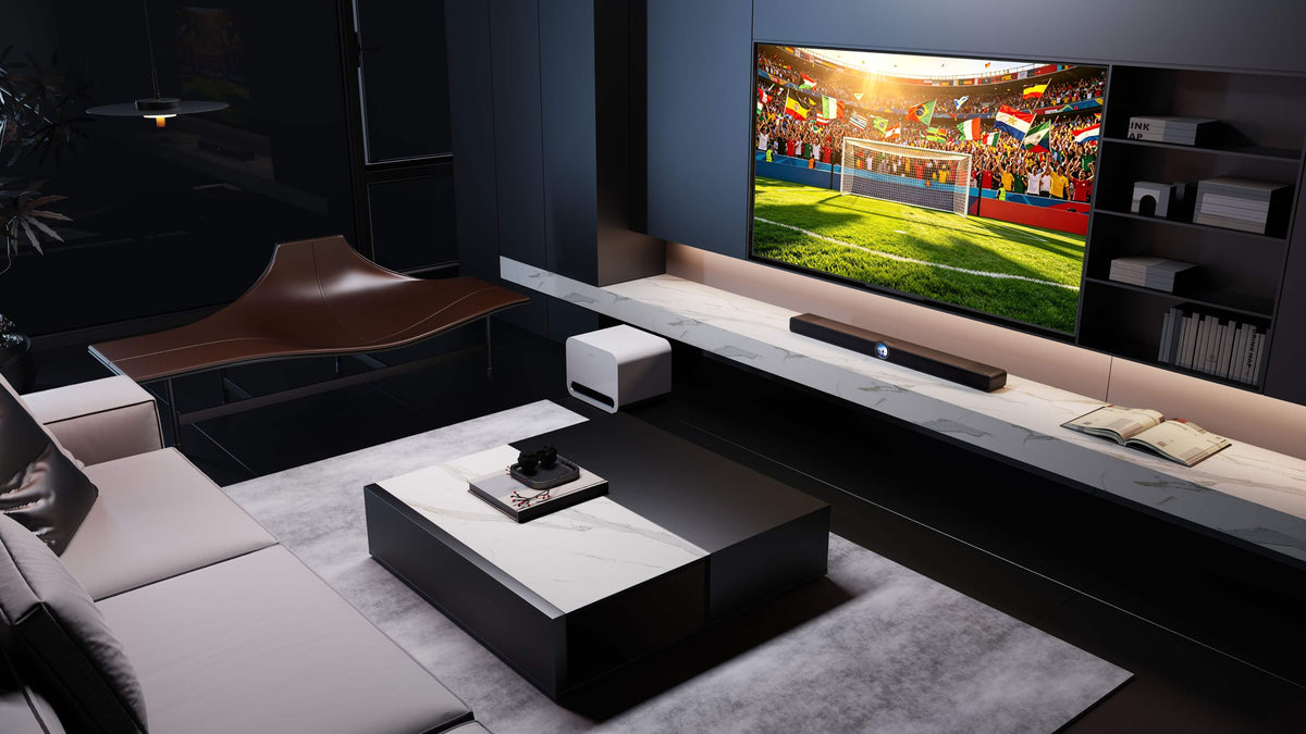 Bar Dolby Atmos with HDMI eARC, Fully compatible with WiiM Sound, Amp series, Pro, Mini, Ultra, Sub Pro, Remote Included - Glossy Black