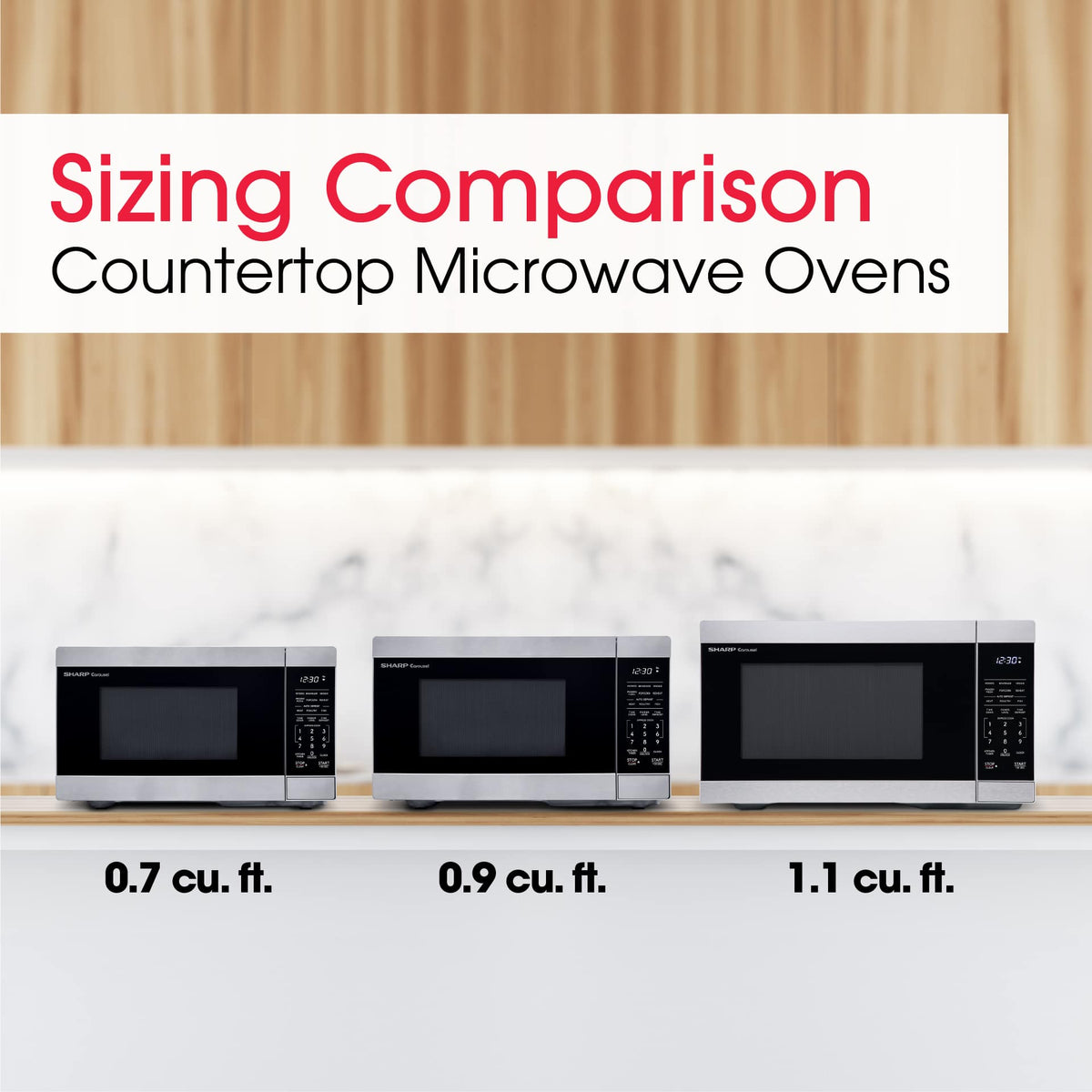 Sharp - 1.1 cu ft Countertop Microwave With Sensor Cooking - Stainless Steel