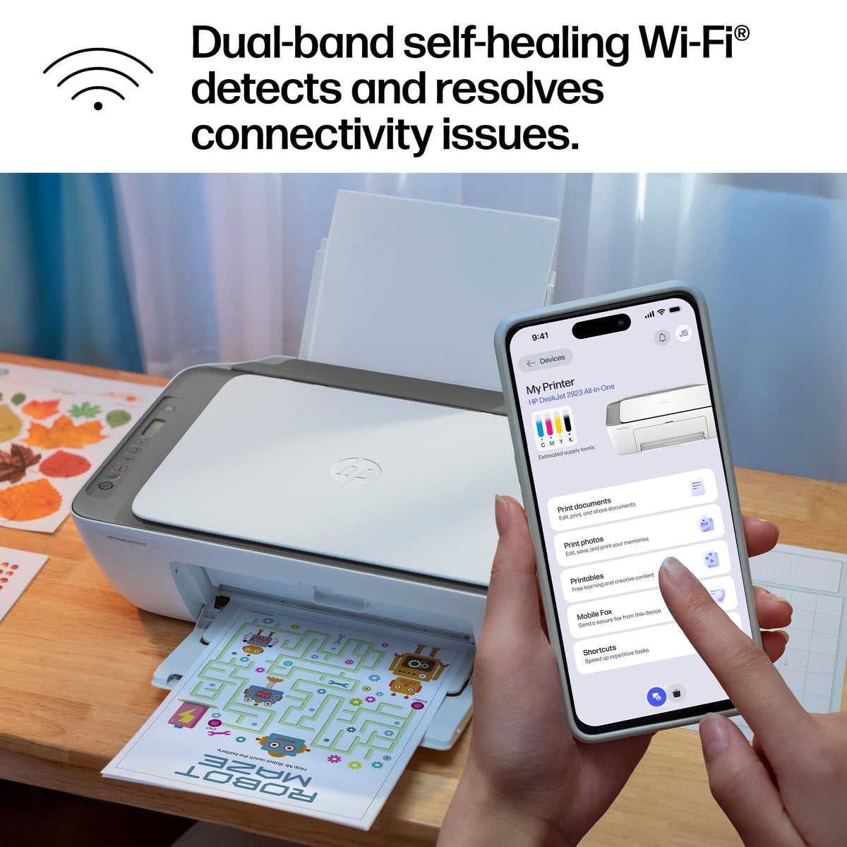 HP - DeskJet 2923 Wireless All-in-One Inkjet Printer, Scanner, Copier, AI-Enabled with 6 Months of Instant Ink - White