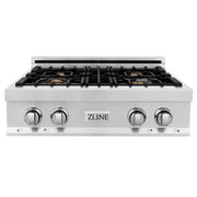 ZLINE - 30 in. Legacy Rangetop w/ 4 Brass Burners and Porcelain Cooktop in Stainless Steel - Stainless Steel
