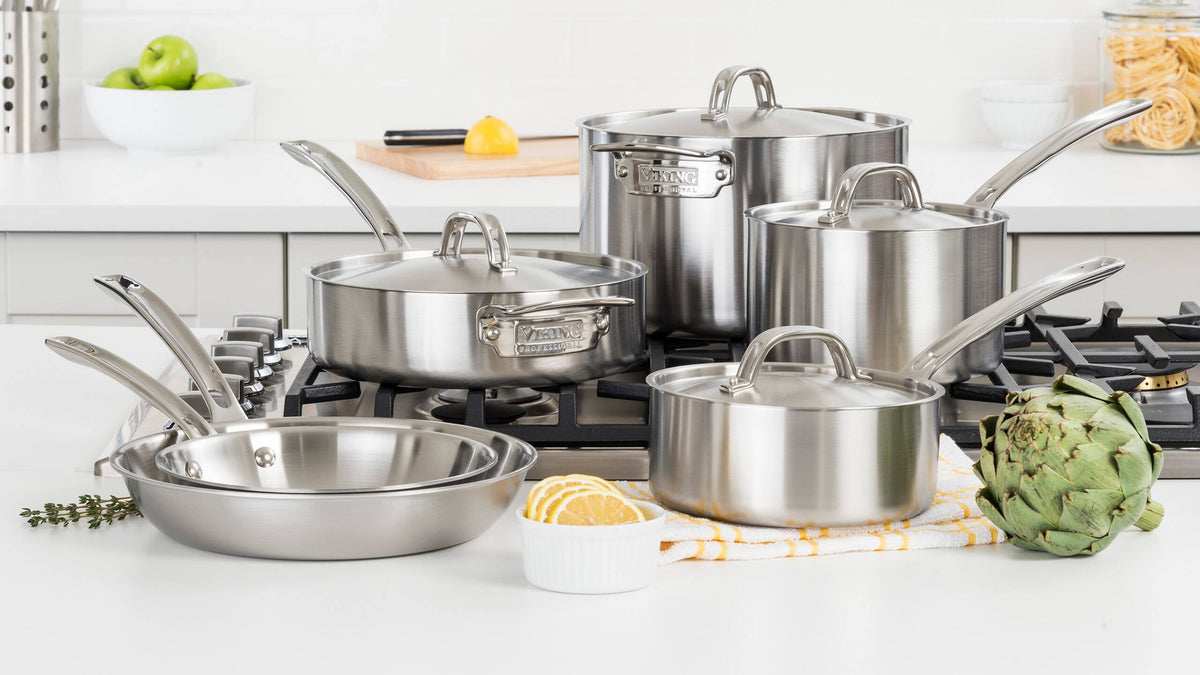 Viking - Professional 5 Ply, 10 Piece Cookware Set- Satin - Stainless Steel