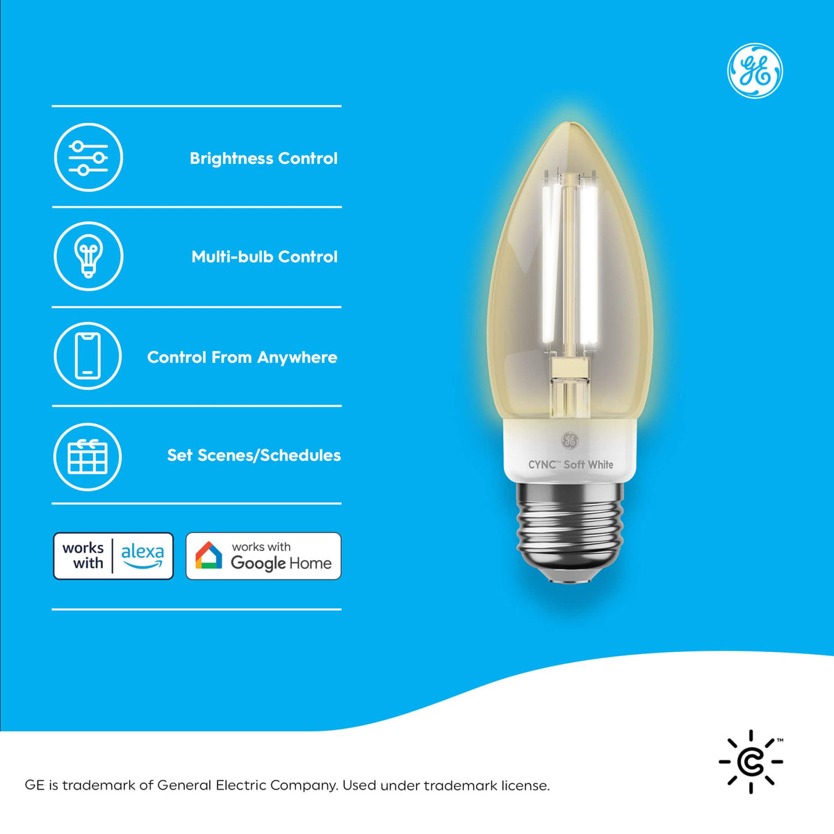 Cync - Decorative Smart LED Light Bulbs Medium Base (2 Pack) - Soft - White