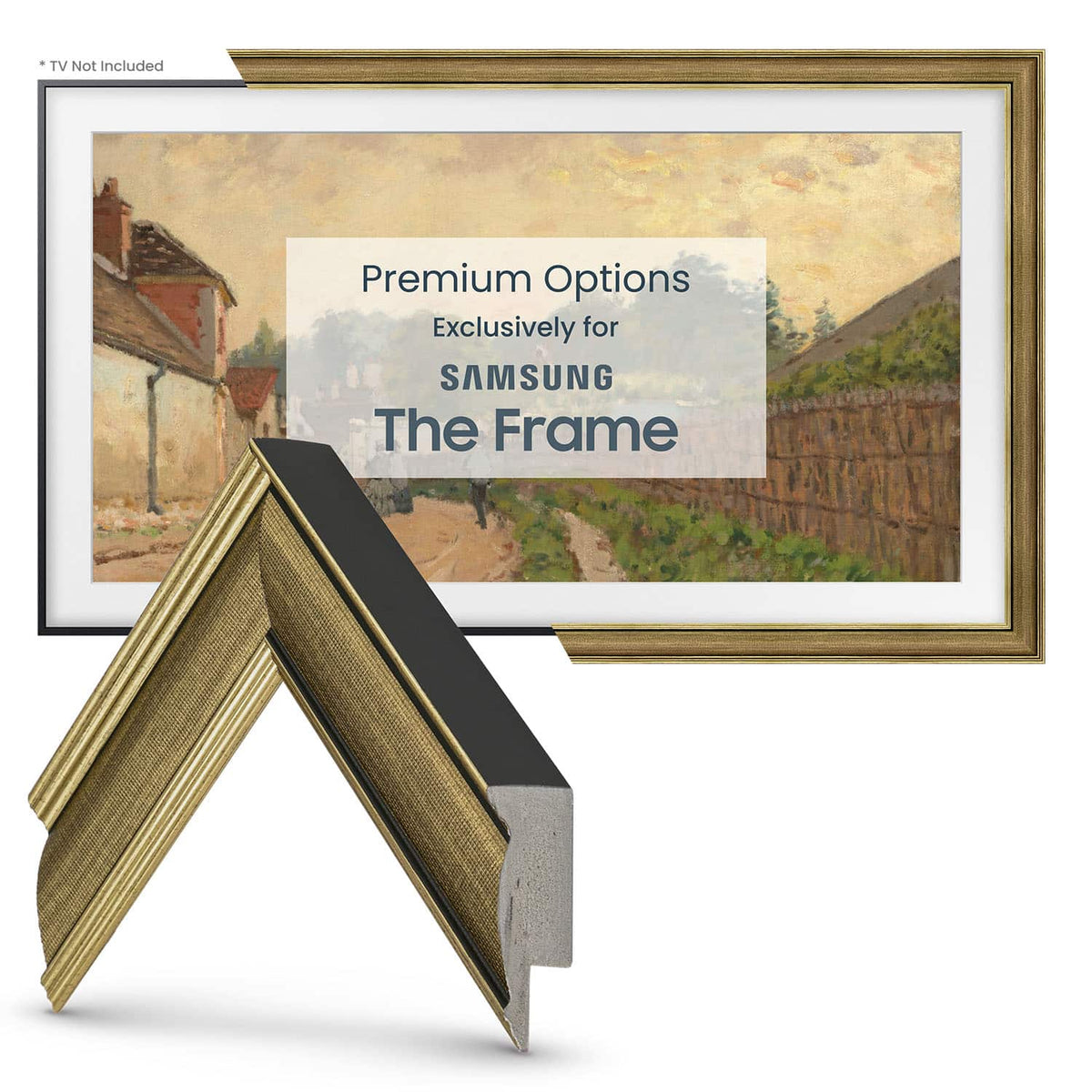 Deco TV Frames - 85" Slim Bezel for Samsung The Frame and Frame Pro TV - Industrial Brass