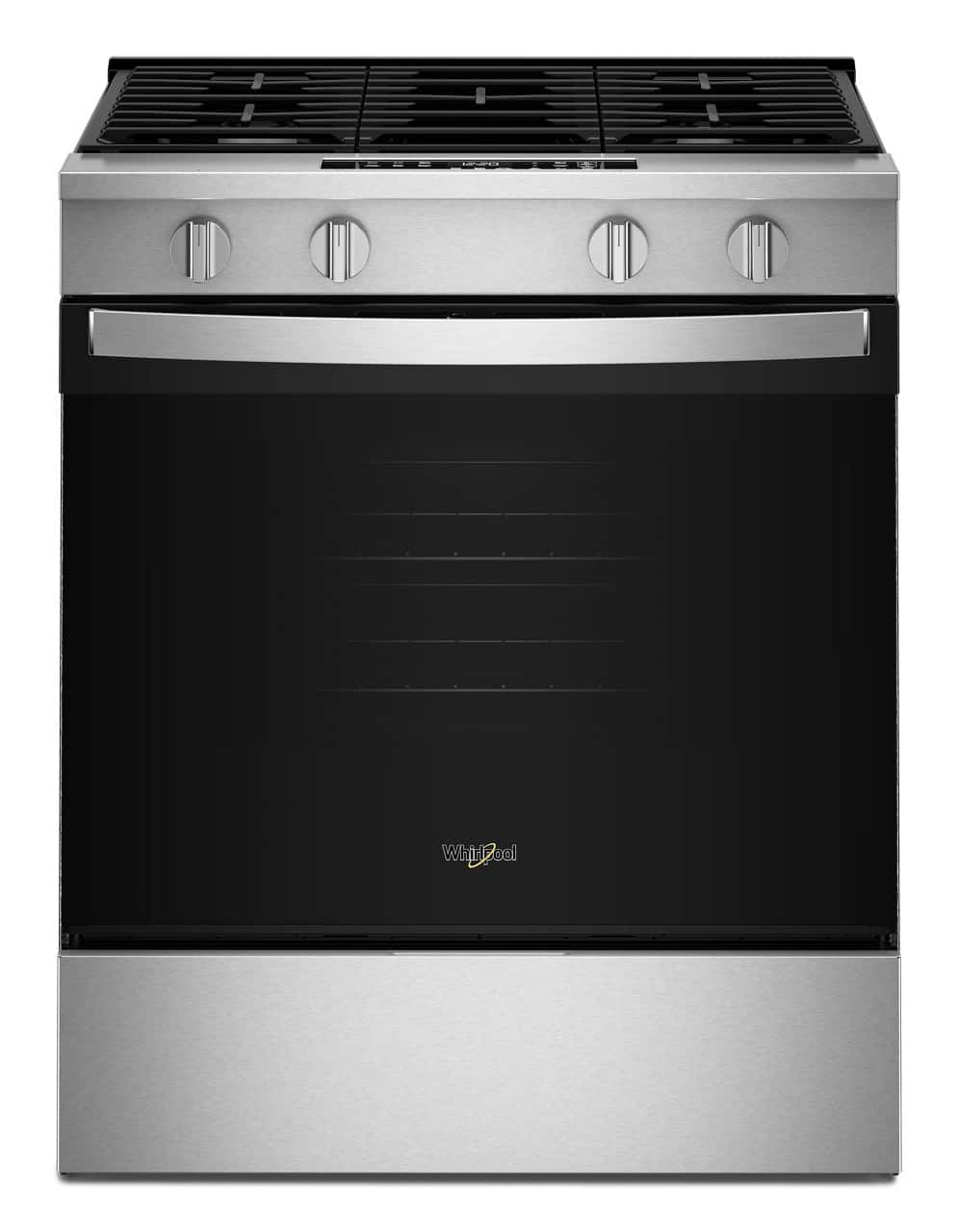 Whirlpool - 30 in. Wide 4 burners 5.0 cu. ft. Freestanding Slide-In Gas Range with No Preheat and Slow Cook Modes - Stainless Steel