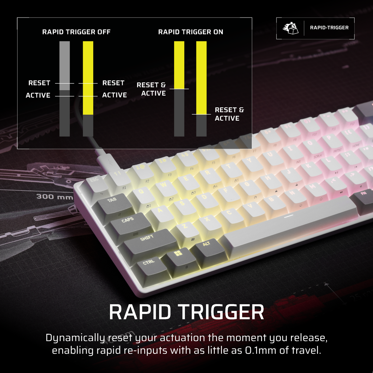 CORSAIR - CLIPPER PRO MINI 60 Hall Effect Gaming Keyboard - White
