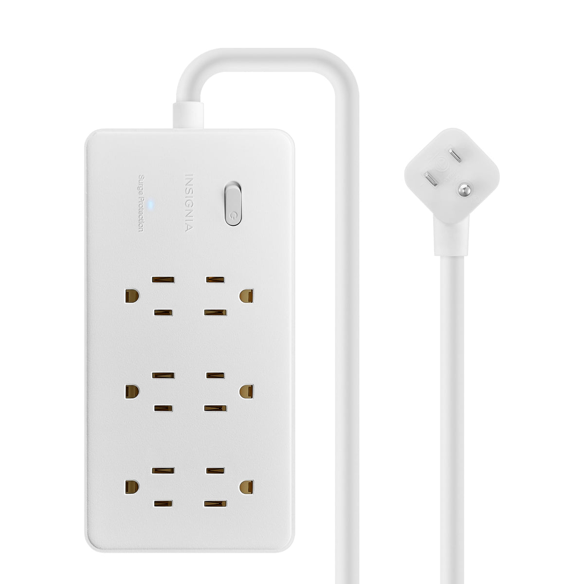 Insignia™ - 6-Outlet 980 Joules Surge Protector Strip with 3 ft. Power Cord - White