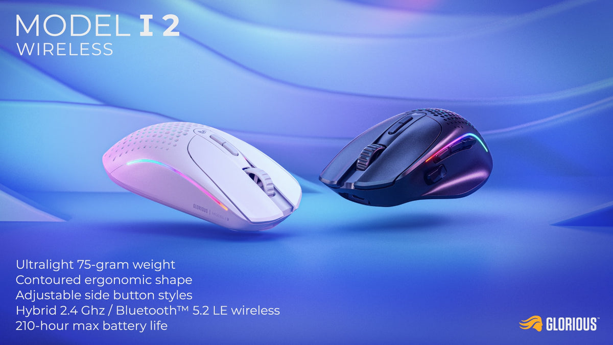 Glorious - Model I 2 Ultra Lightweight Wireless Optical Gaming Mouse with 9 Programmable Buttons - Wireless - Matte Black