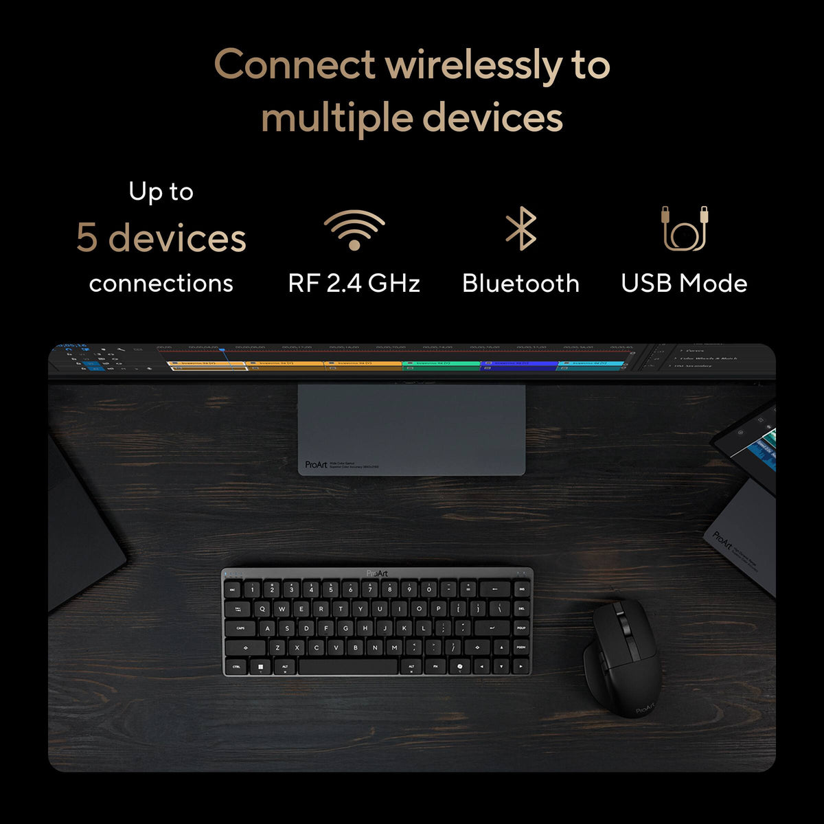 ASUS - ProArt MD301 Optical Ergonomic Mouse with Hot-Swappable Switches and SmartShift Scroll Wheel - Wireless - Black