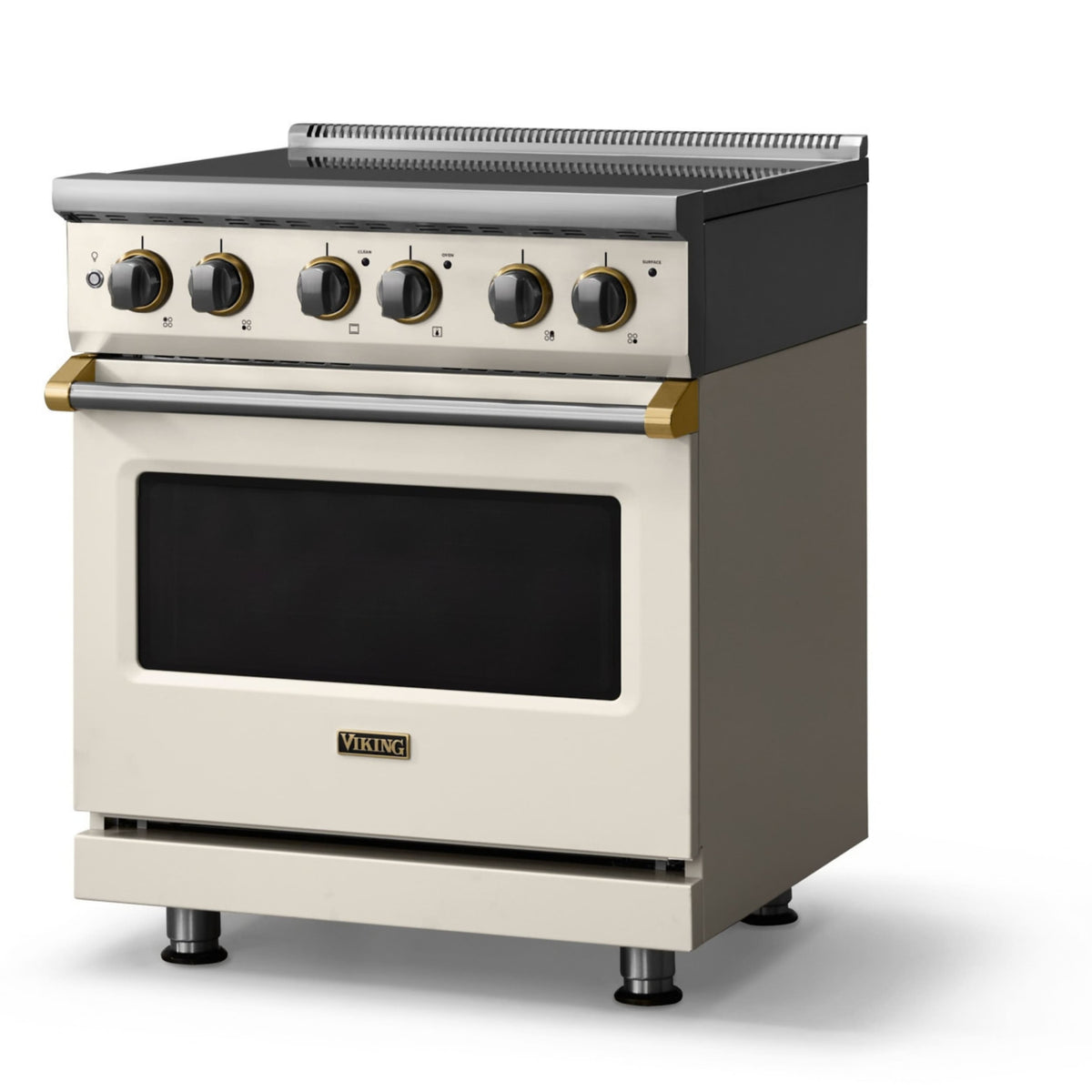 Viking - 30"W. Pro5S 4.7 Cu. Ft. Freestanding 4 Element Electric Convection Range - /Brushed Brass - Pure White