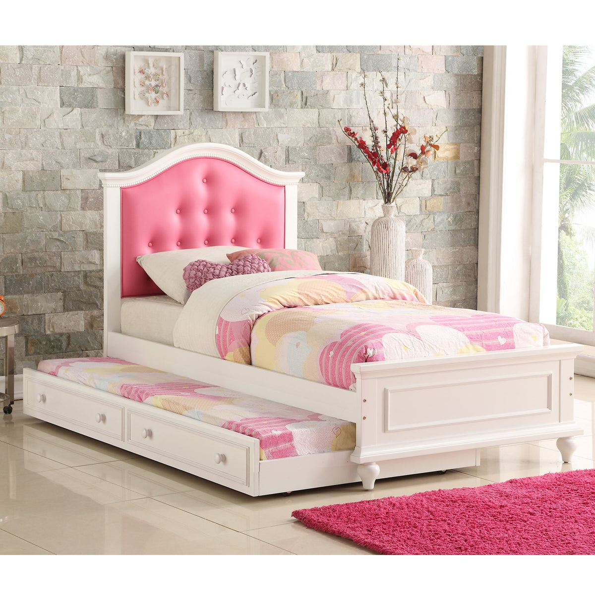 Cama de estilo contemporáneo con nido