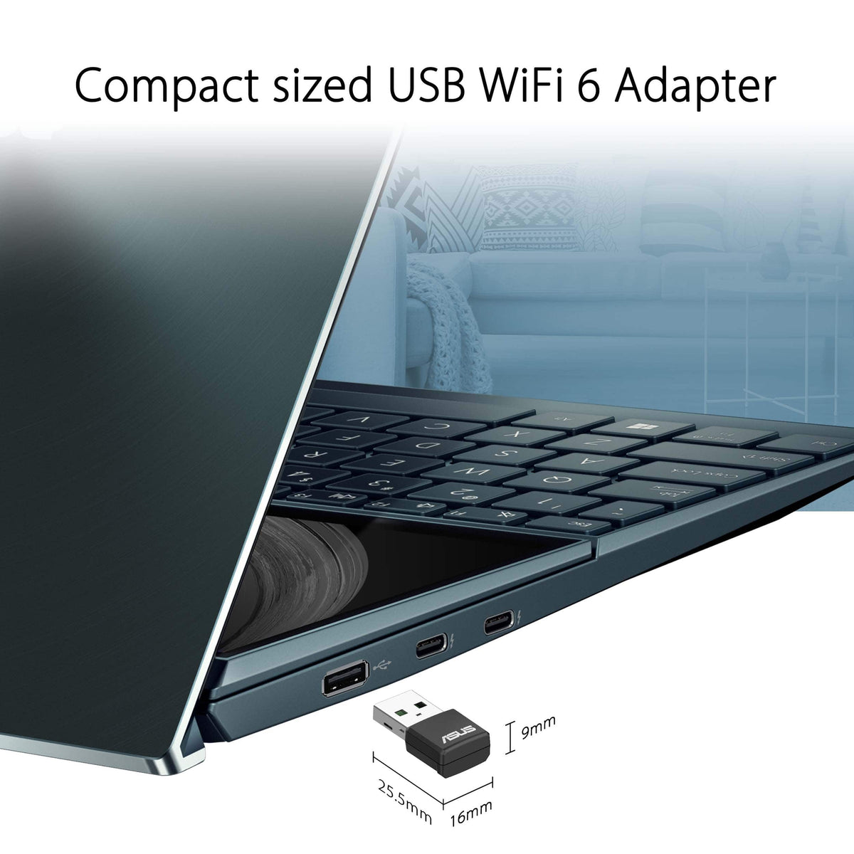 ASUS - USB-BE92 Nano Tri-Band Wi-Fi 7 USB Network Adapter - Black