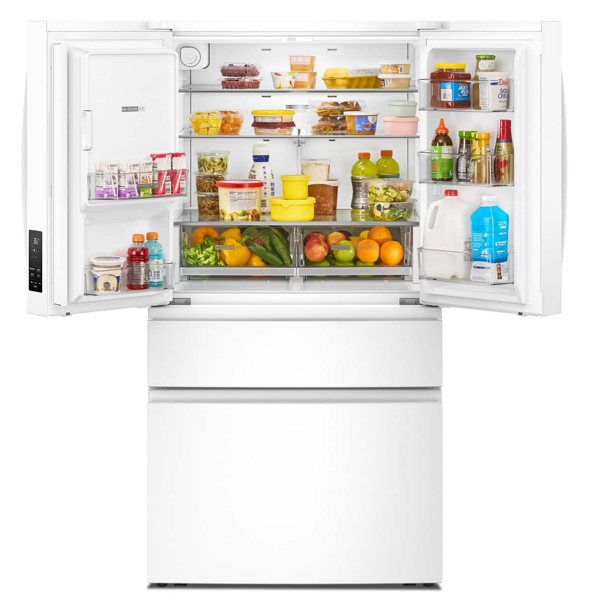 Whirlpool - 36 in. Wide 29 cu. ft. Family-Sized Capacity French Door Refrigerator with Flexible Temperature Drawer - White