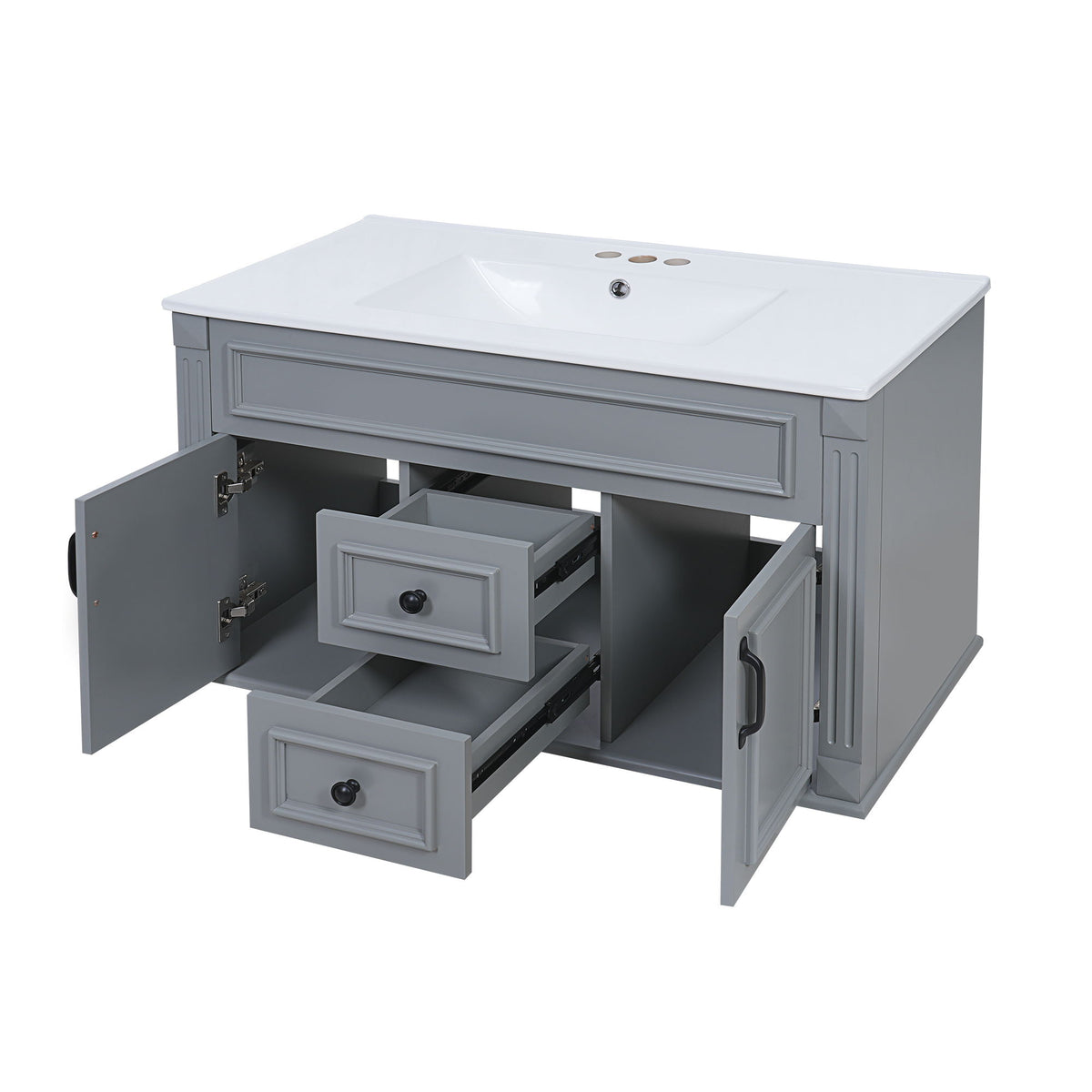 Gabinete de baño de estilo francés sencillo montado en la pared con lavabo