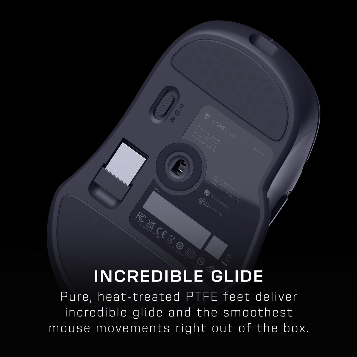 Turtle Beach - Kone II Air Wireless Optical Gaming Mouse with RGB Lighting - Wireless - Ash Black