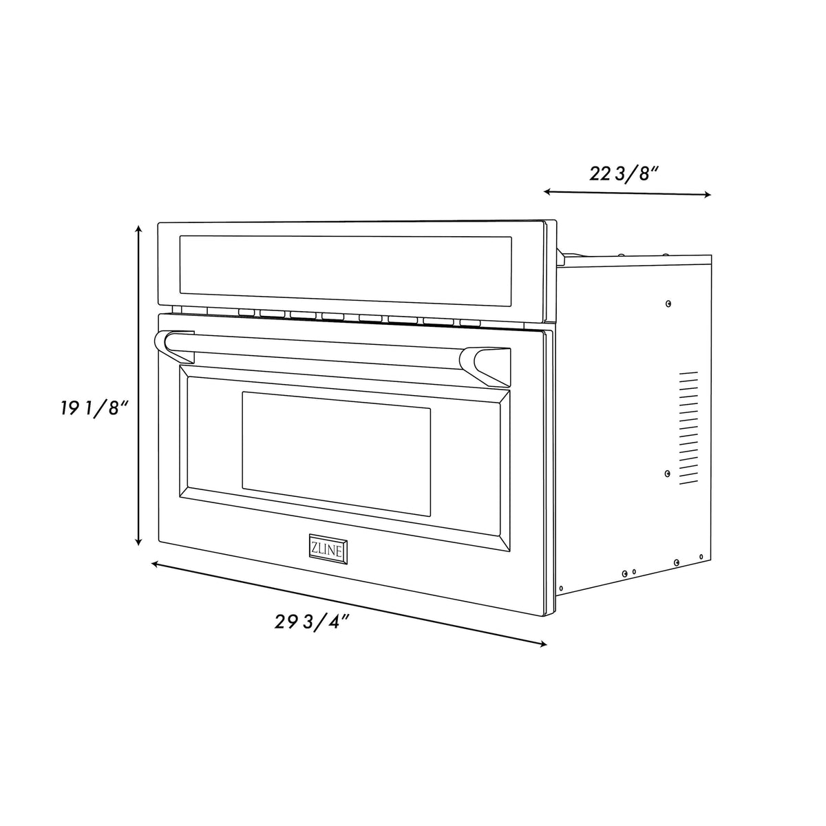 ZLINE - Autograph 30 in. 1.6 cu ft. Built-in Convection Microwave Oven and Champagne Bronze Helix Handle - Stainless Steel
