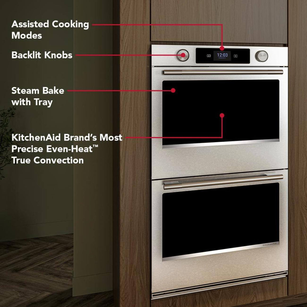 KitchenAid - 30" Smart Built-In Electric Double Wall Oven with Assisted Cooking Modes - Stainless Steel