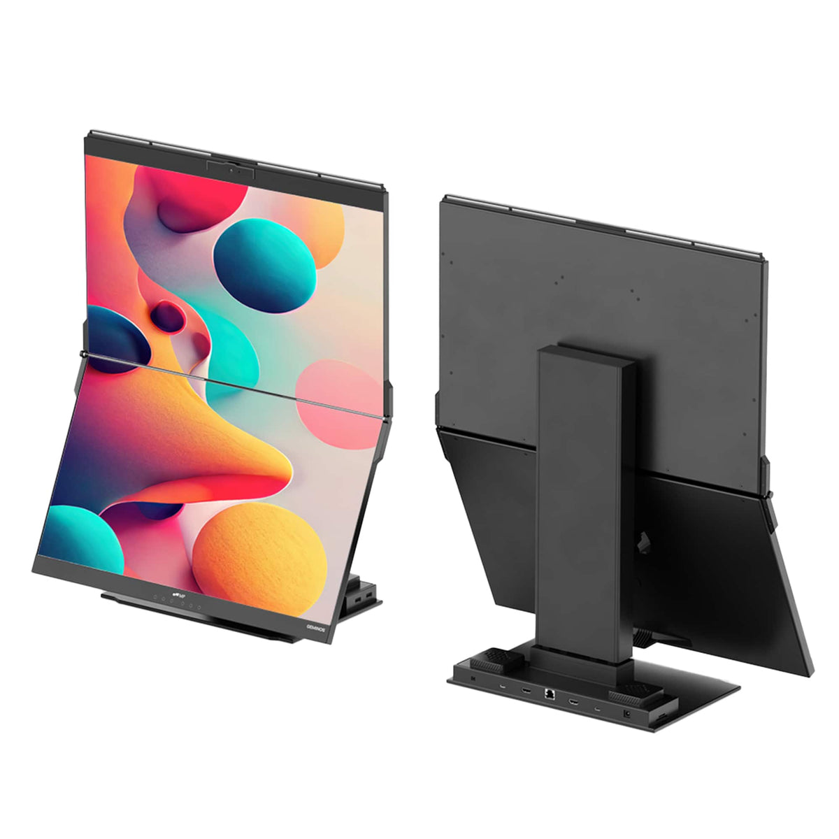 Mobile Pixels - Geminos X 1440p 24-In. Dual-Screen Desktop Monitor - Black