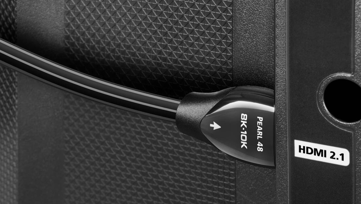 AudioQuest - Pearl 48 7.4' 4K-8K-10K 48Gbps In-Wall Rated HDMI Cable - Black with White Stripes