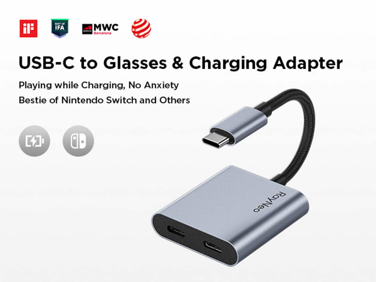 RayNeo - USB to Glasses and Charging Adapter - Black