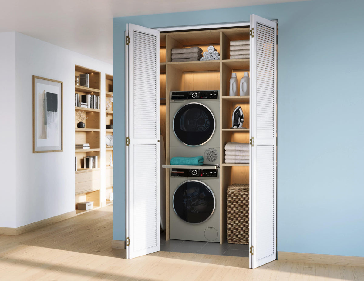Bosch - 800 Series 2.4 Cu. Ft. High-Efficiency Stackable Smart Front Load Washer with Steam and 4D Wash System - Pearl steel