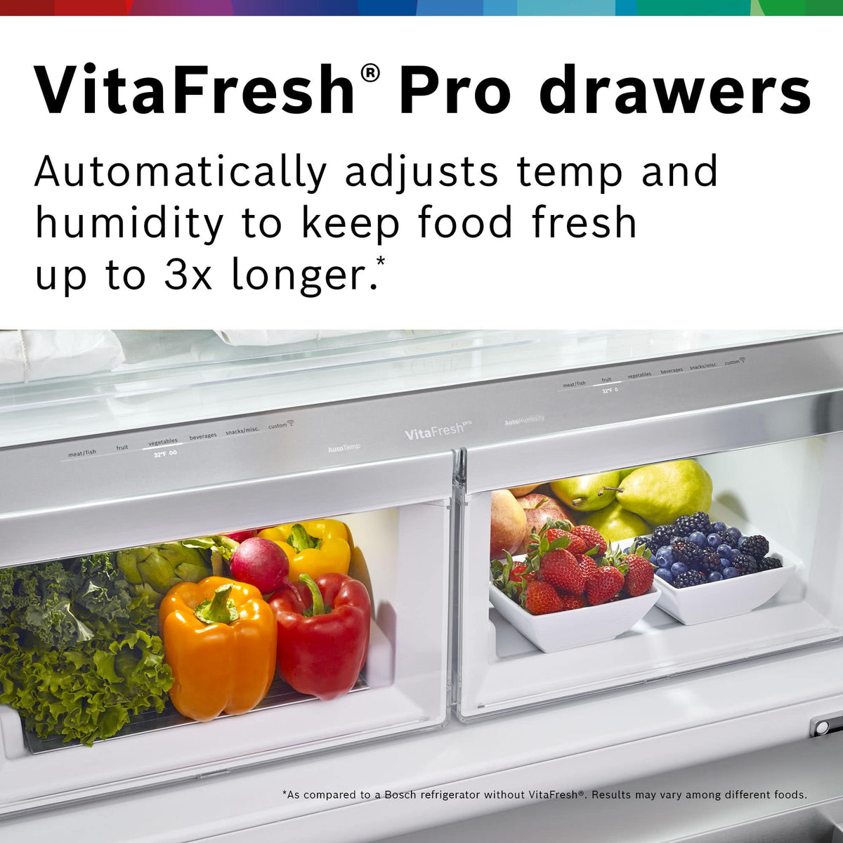 Bosch - 800 Series 36 in. Wide 21 Cu. Ft. French Door Bottom Freezer Counter-Depth Smart Refrigerator with VitaFresh - Stainless Steel