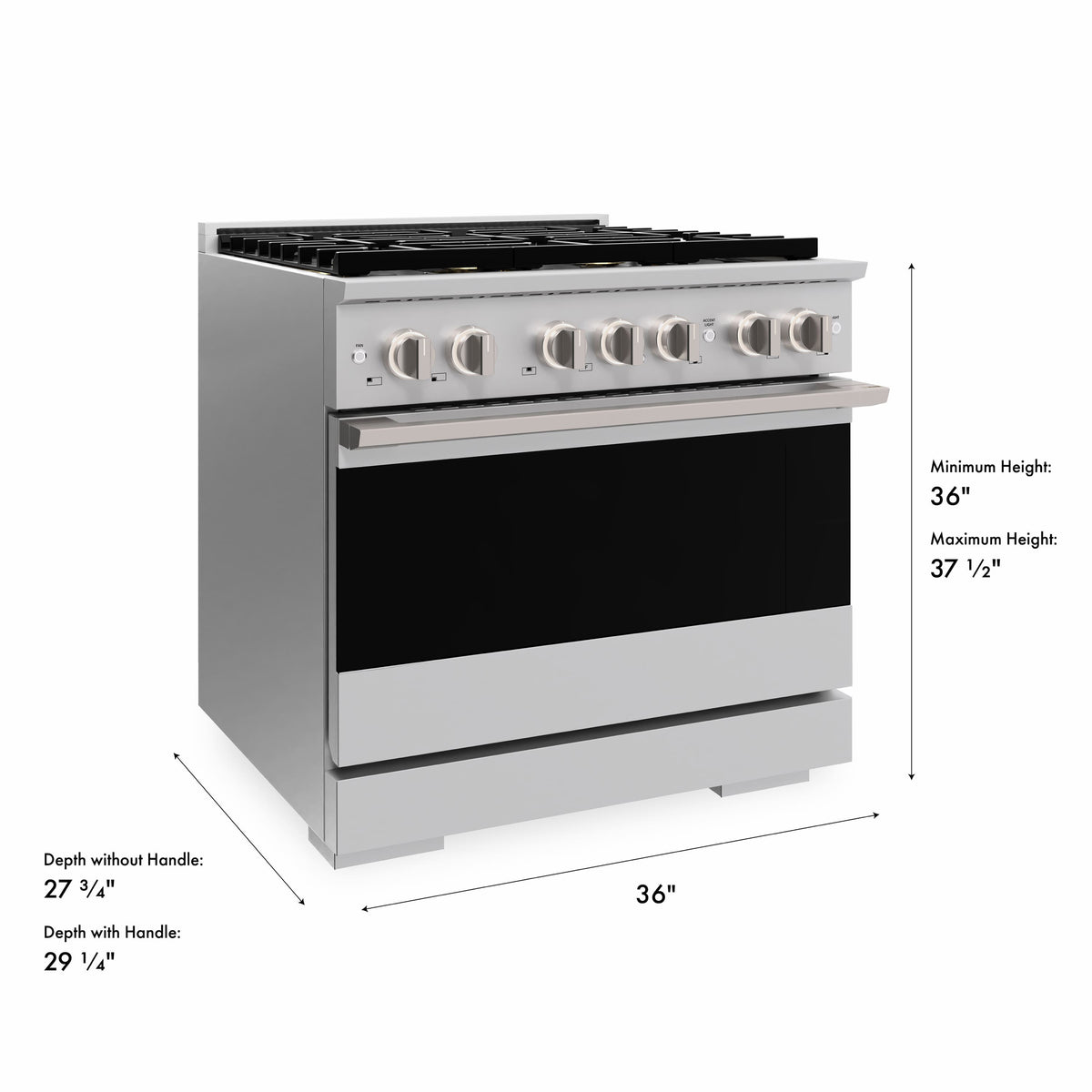 ZLINE - 36 in. 5.2 cu. ft. Marino Freestanding Dual Fuel Range with 6 DuoPro Burners and Convection Oven in Stainless Steel - Stainless Steel