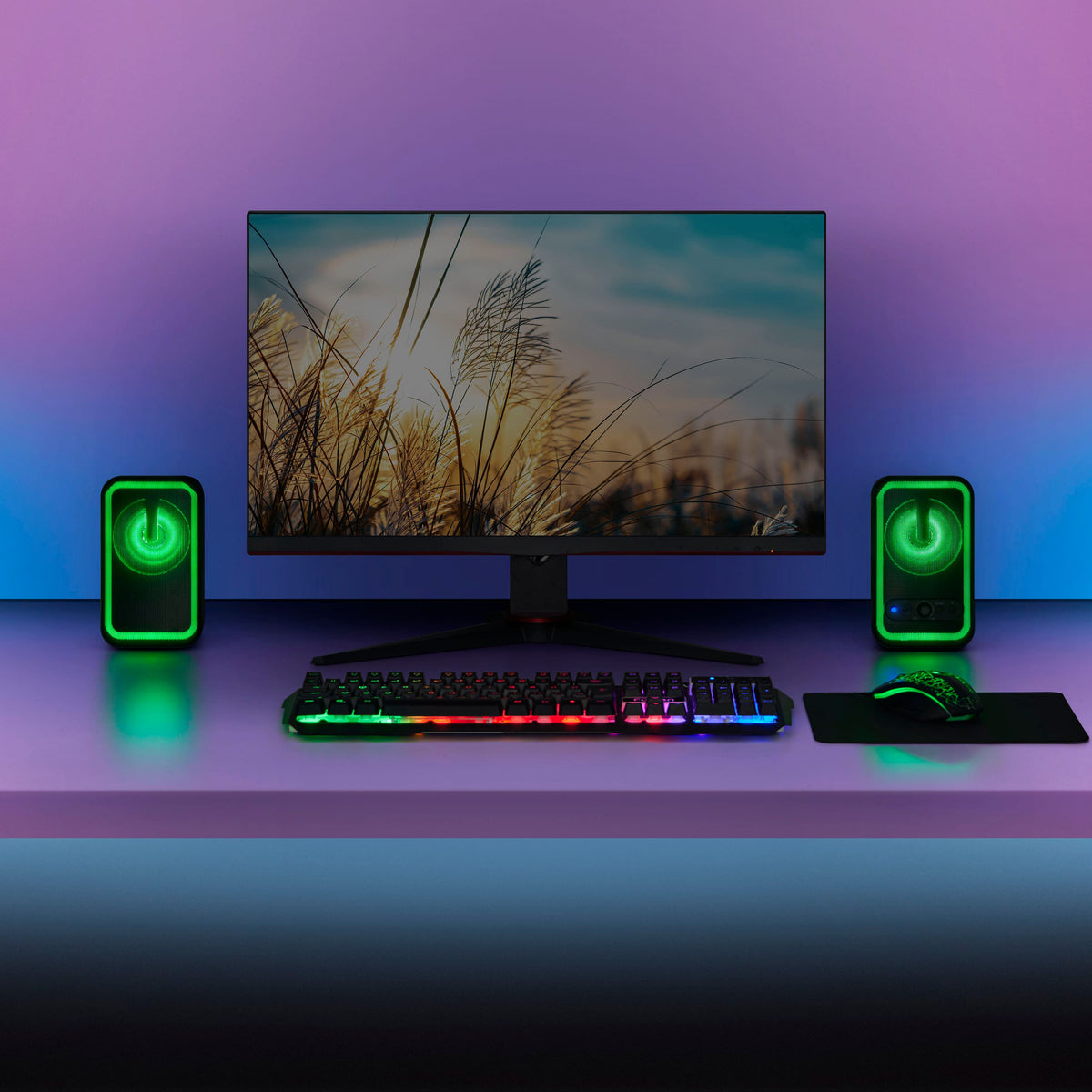 Insignia™ - 2.0 Bluetooth Computer Speakers with RGB Lighting (2-Piece) - Black