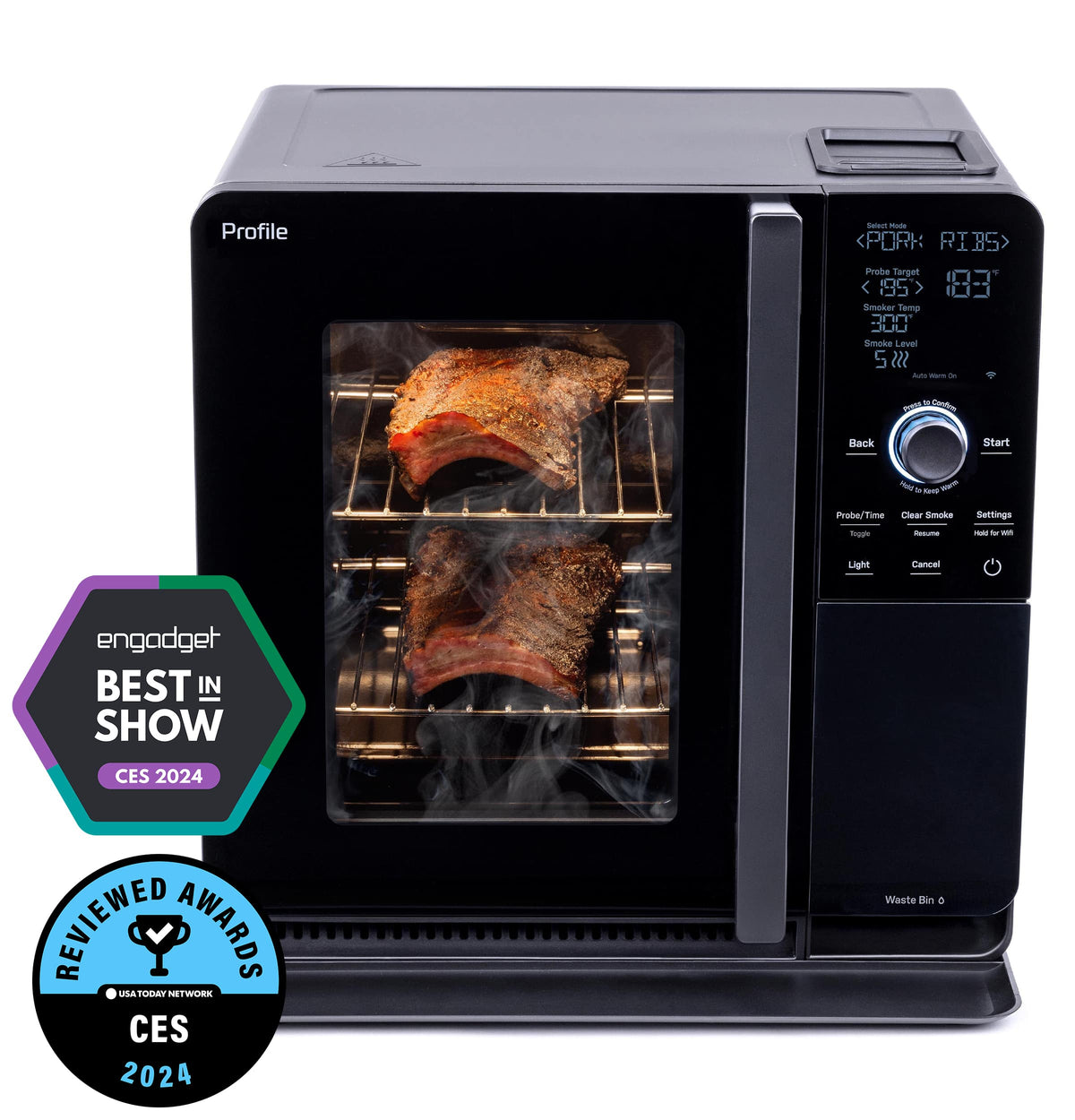 GE Profile - Smart Indoor Smoker - Black