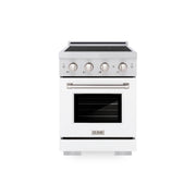 ZLINE - 24 in. Wide 3 Elements 3.2 cu. ft. Paramount Freestanding Induction Range with Electric Oven with Door - White Matte