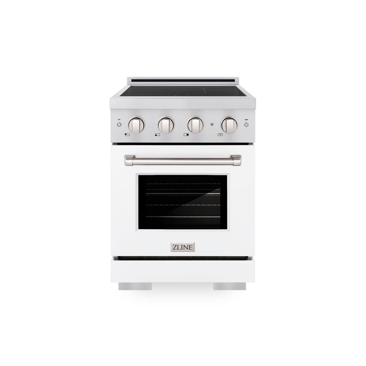 ZLINE - 24 in. Wide 3 Elements 3.2 cu. ft. Paramount Freestanding Induction Range with Electric Oven with Door - White Matte