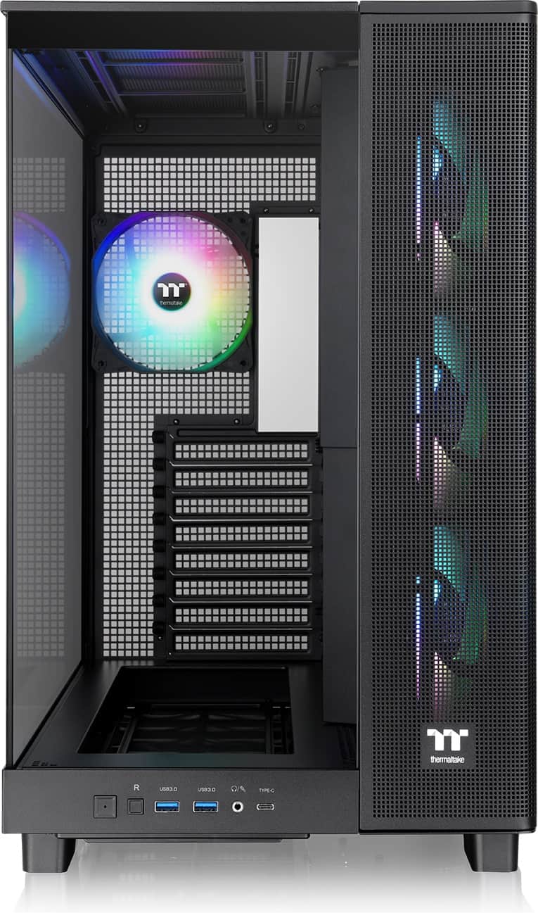 Thermaltake - View 380 XL TG ARGB Dual-Chamber Chassis with Hidden-Connector Motherboard Support ATX Mid Tower PC Case - Black