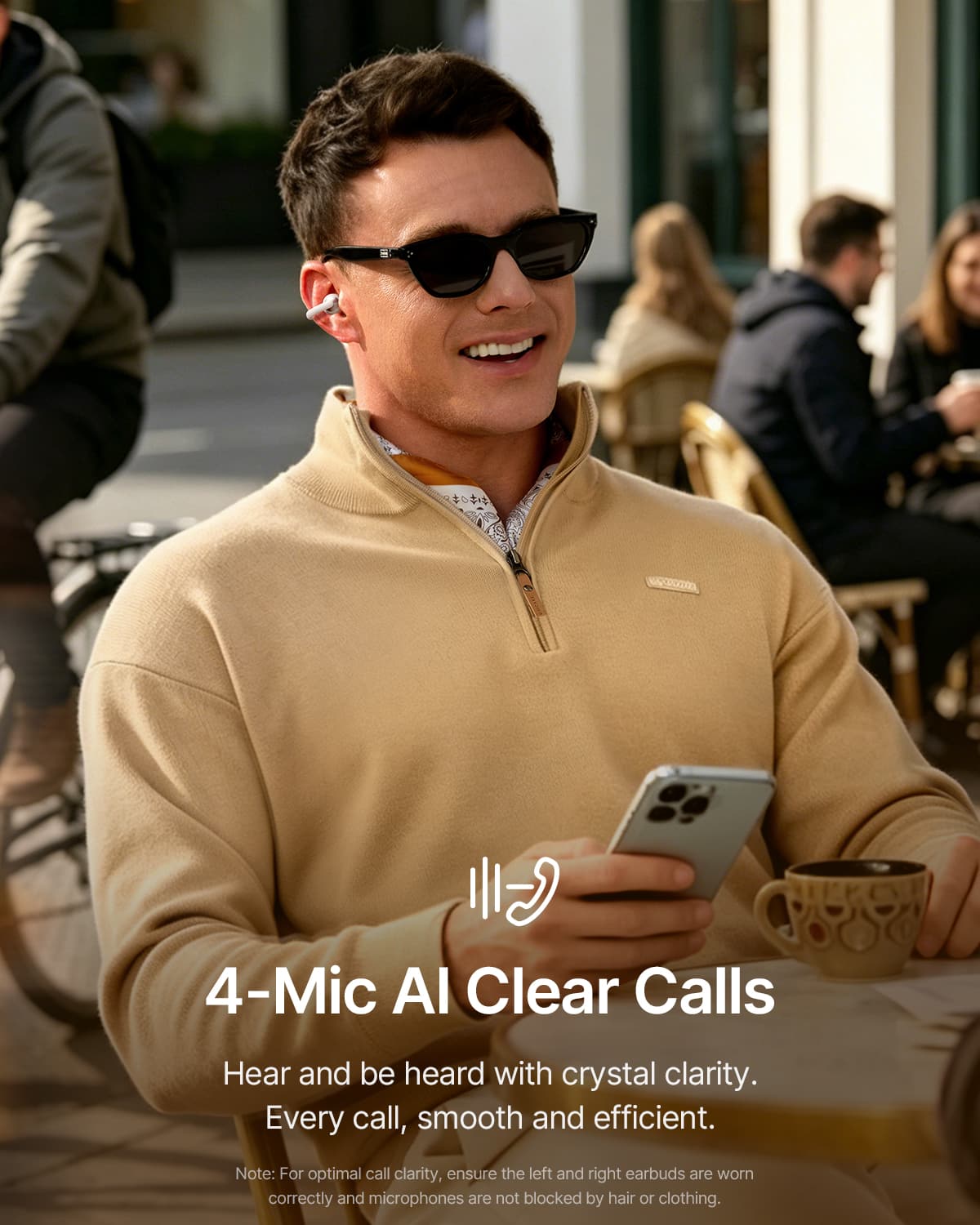 Baseus - Bowie MC2 Open-Ear Clip-On Earbuds - LDAC Hi-Res Audio,55-Hour Playtime,IP67 Water Resistance - White