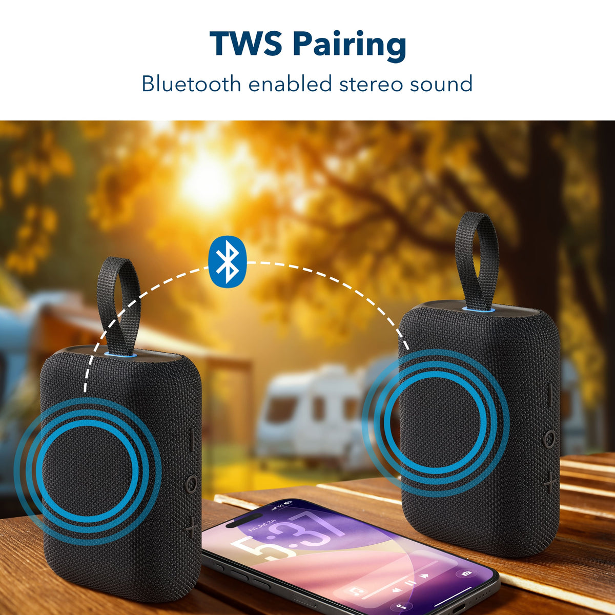 Insignia™ - Portable Water-Resistant Bluetooth Speaker - Black