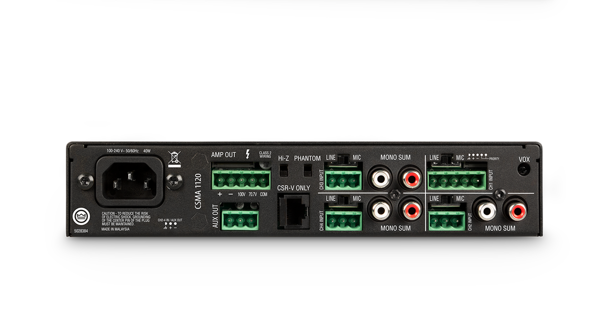 JBL - 120W x 1 Channel @ 4/8 Ohms or 70V/100W Integrated Commercial 4-Channel Mixer-Amplifier - Black