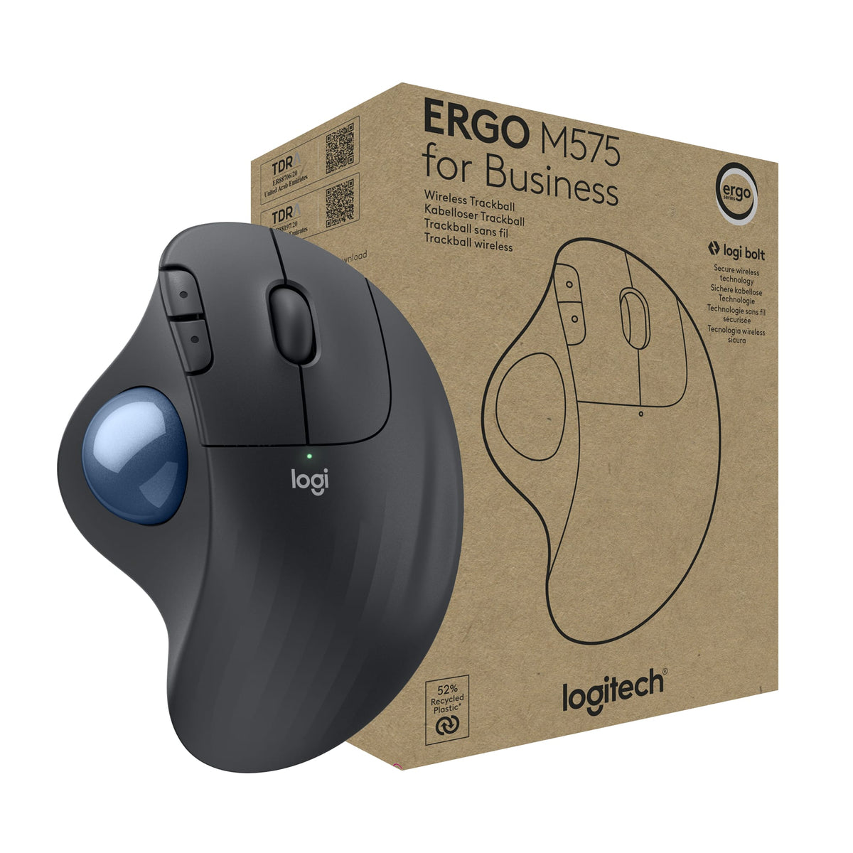 Logitech - ERGO M575 Wireless Trackball Ergonomic Mouse for Business - Wireless - Graphite