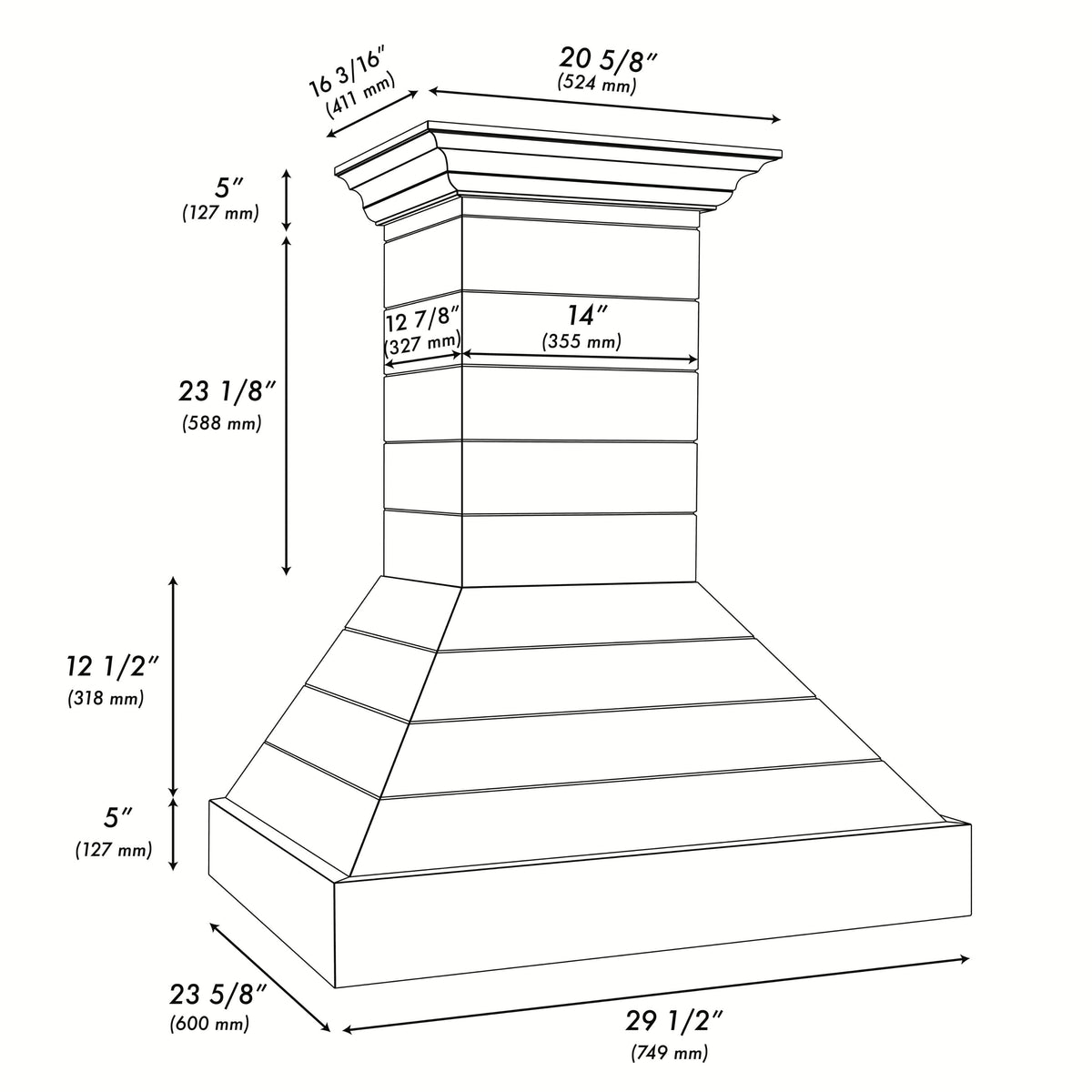 ZLINE - 30 inches - Externally Vented - Wall Range Hood - Rustic Shiplap Black Finish